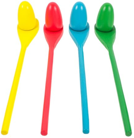 Vaguelly Lot de 4 de Jeux D'équilibre en Bois Cuillère et Œuf pour Garçon et Filles et Parents Jeux Interactifs de Coordination en Plein Air pour Fêtes Familiales et Entraînement Corporel