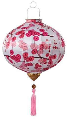 ETUELNOPT Lanterna Tradizionale Ovale in Seta, Lanterne ovali in Seta orientali Lanterna sospesa for Capodanno con Nappa Multicolore da 12-20 Pollici(Wei�,18 inch)