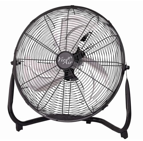 Vie Air VA-14 Industrial High Velocity Tilting 3 Speed Heavy Duty Metal Floor Fan , Black