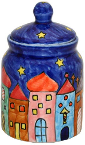 Gall&Zick Zuckerdose Set/2 Gewürzdose Zuckerspender Keramik Bemalt Blau Geschirr Zucker Gewürz Dose Behälter
