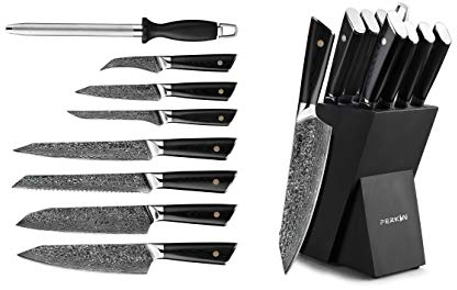 Perkin 7 Pièces Set Couteaux Cuisine Professionnel Couteaux en Acier Damas Acier, Set Couteau Damas Contient 7 Malette Pro Couteau de Boucher Professionnel