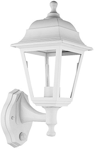 Ex-Pro Outdoor Wall Mounted Dust to Dawn Sensor Light Lantern, LED E27 11W, IP44 Rated, Traditional Exterior Security Lamp, 27x14cm, White - 1 Pack