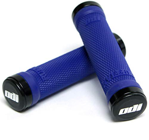 Odi Ruffian Lock-On Mountain Bike Grips - Blue/Black, 130mm / Locking Clamp Handle Bar MTB Part Biking Rubber Handlebar Riding Cycling Ride Trail Enduro Downhill Hand Comfort Accessories