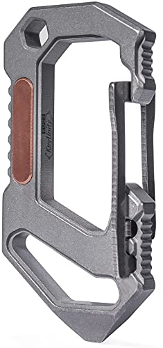 KeyUnity KU03 EDC Sammlerstück Titan Karabiner Multitool | 6 in 1 Multi-Tool | Schlüsselanhänger Flaschenöffner |Schraubendreher | Schlitzschraubendreher | Flaschenöffner | Brecheisen |Silber