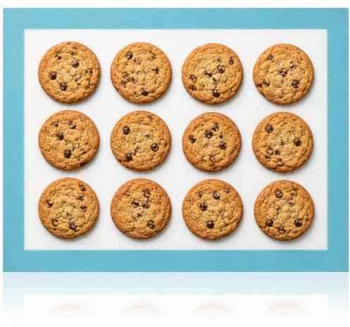 com-four® Silikon Backmatte wiederverwendbar, Dauerbackmatte für Backofen | Backmatte beidseitig beschichtet - 30 x 40 - blau