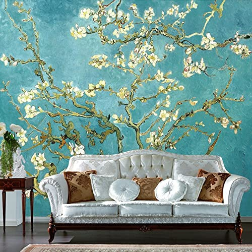 Papel tapiz de foto de flores blancas Retro de estilo europeo para sala de estar, dormitorio, TV, sofá, pared, decoración del hogar, Mural no tejido 3D, 400x280cm