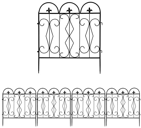 unho 5 Stück Gartenzaun Metall, Teichzaun Set Metallzaun Zaun für den Garten, Gitterzaun Set Oberbogen Zaun Garten, 61x70cm
