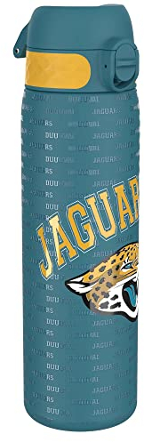 ion8 NFL Jaguars Botella Agua Inox Ligero, 600ml, Sin Aislamiento, a Prueba de Fugas, Fácil de Abrir, Aptas para Lavavajillas, Cerradura Segura, Fácil de Limpiar, Diseño en Relieve