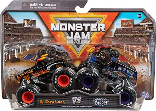 Monster Jam, Camiones monstruos fundidos a presión oficiales El Toro Loco vs. Son-uva Digger, escala 1:64, juguetes para niños a partir de 3 años