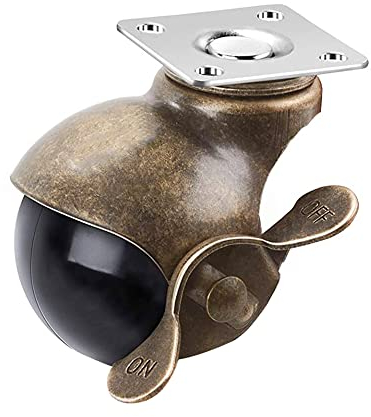 VOANZO Confezione da 4 ruote girevoli a sfera da 3,8 cm, in ottone anticato a 360 gradi, per mobili, armadi, sedie a rotelle
