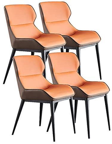 MZLaly Esszimmerstuhl Modernen Design 4er Set Mikrofaser Leder Weich Gepolsterter Sitz Beine Aus A3 Kohlenstoffstahl Ergonomischer Sitz für Kommerzielle Restaurants Hause (Color : Orange)