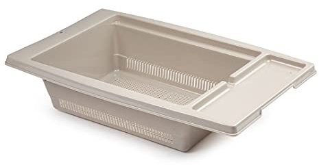 CABLEPELADO Escurreplato de plastico para Fregadero - Escurridor Verduras - Escurridor Pasta - 2 modulos - Resistente PP5 - Gran Capacidad - Ligero - Libre de BPA - Apto Lavavajillas - Color Beige