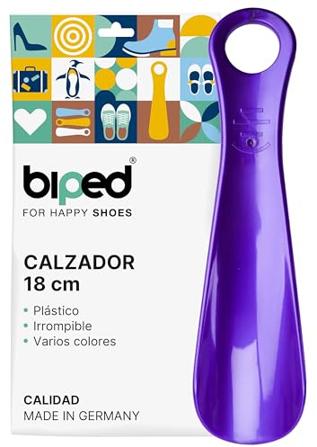 biped Schuhanzieher aus Kunststoff 18 cm – Mini Schuhlöffel, perfekt für unterwegs – Ergonomisch geformter Reiseschuhlöffel – Ideal für Kinder & Erwachsene z2798(metallic-lila)