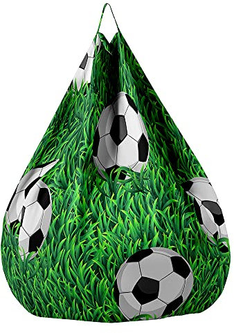 Highdi Sitzsack ohne Füllung für Erwachsene Teenager Aufbewahrung Stofftier Sofa Sack Kissen Sessel BeanBag Sitzsäcke für Outdoor & Indoor Gaming 3D Fußball (Grün,XL:100x120cm)