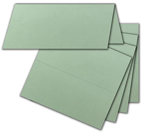 FarbenFroh by GUSTAV NEUSER 50x Tischkarten in Eukalyptus (Grün) - 4,5 x 10 cm - blanko - Doppel-Karten - als Platzkarten und Namenskarten für Hochzeit und Feste