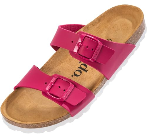 Palado Sandalias para mujer Samos – Sandalias elegantes fabricadas en España – Zapatillas cómodas con plantilla de corcho amortiguadora – Zapatos de verano de moda, Fucsia Mate, 36 EU