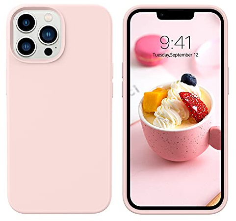 DUEDUE Coque en Silicone Liquide pour iPhone 13 Pro Max 6.7, Rose