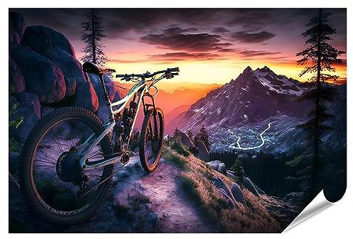 islandburner XXL Bild Poster Mountainbiker Sonnenuntergang Sport Fahrrad Landschaft Landschaft Blick Sp Premium Bilder Fotodruck JDGB-PKL