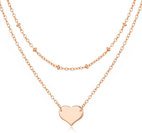 Philip Jones Rose Gold Plated Double Layered Heart Necklace