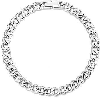 Philip Jones Herr 6 mm rostfritt stål 7,5-8,5 tum pansarkedja armband, 8.5 Inch, Rostfritt stål, Ingen ädelsten
