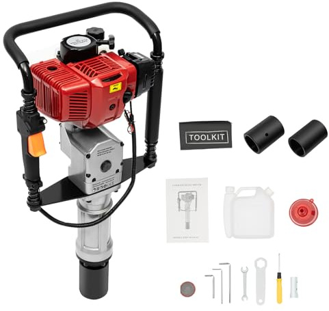 BJTDLLX Pfahlramme 2 Takt Benzin Motor Pfostentreiber 52cc 1900W Tragbarer Benzin-Pfahlramme Upgraded Post Ramme, 55-70mm Hülse, Rammgerät | EU Shipping