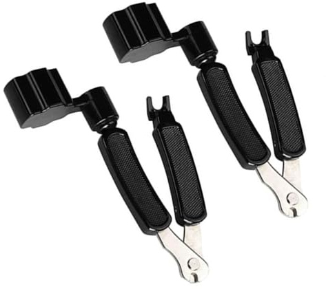 2 Stück 3-in-1 Gitarren-Saitenreparaturwerkzeug, Saitenwickler für Gitarre, Gitarre, Saitenschneider und Saitenschneider für Musikinstrumente, Gitarre und Arbeitsplatz, Schwarz