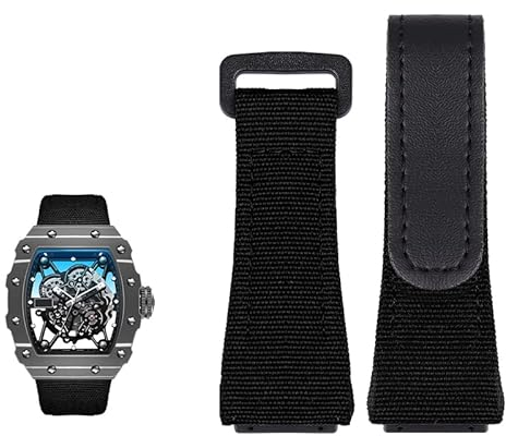 KAVJU Echtes Lederband, geeignet für Richard Mille Nylonband, Herren RM50/53 Schraubendreher, Vier-Sterne- oder Fünf-Sterne-Schraubenkopf, 25 mm, 25 mm, Kunststoff, Achat