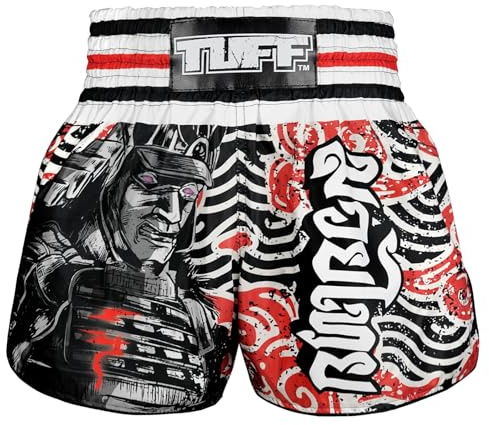Tuff Sport Muay Thai Boxing Shorts Retro Styles Classic Slim Cut MMA Kickboxing Workout Set Clothing Training, Tuf-rms102-blk, Large