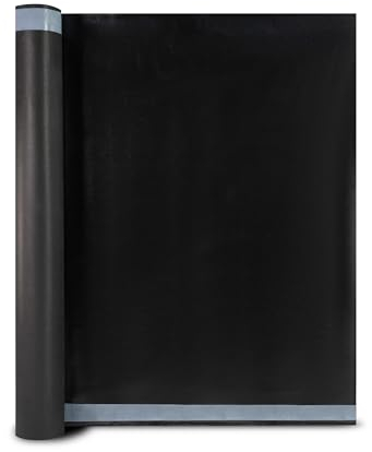 ALMO schwarze UV Fassadenbahn 37,5m² (1,5 x 25m), 180g/m², Diffusionsoffen, Brandklasse B, Hitzebeständig bis zu 150°C, dauerhaft UV-beständig mit integrierter Selbstklebenaht (1,5m x 25m)