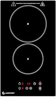 AMZCHEF Plaque Vitrocéramique 2 Feux, 3200W Plaque de Cuisson Electrique 2 Feux avec 9 Niveaux de Puissance, Design 2-en-1 de Table/Encastrable, Compatible avec Tous les Ustensiles de Cuisine