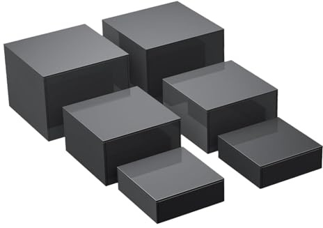 LOVIVER 6X espositori per Alzata in Acrilico, Alzata per Alimenti, Alzata per Buffet a Incastro con Display a cubo per Piccoli cavalletti per Alimenti da, Nero