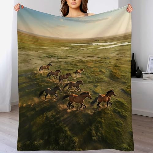 Decke Pferd Decke, Warme Flannel Fleecedecke Als Sofadecke, Couchdecke, Sofaüberwurf Und Bettdecke, Weiche Wohndecke Für Couch Und Sofa（100×130cm）