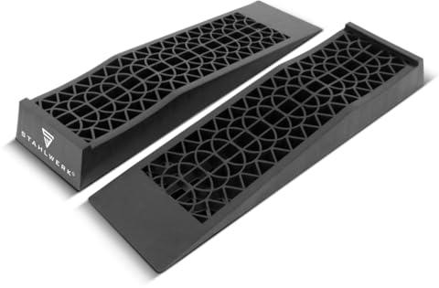 STAHLWERK Juego de 2 cuñas de escalón GT-13 ST con capacidad de carga de 3 t de 700 x 200 x 78 mm, cuña de rampa, cuña de compensación para autocaravanas, caravanas o remolques