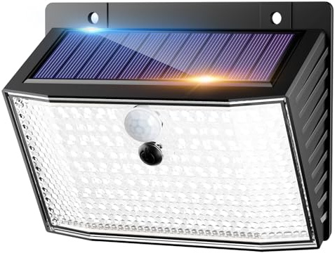 nipify Lampe Solaire Extérieur Détecteur de Mouvement [168 LED] Lumiere Solaire Exterieur avec Étanche, 3 Modos Eclairage Exterieur Pour Jardin Mural Chemin Garage Patio Blanc Froid