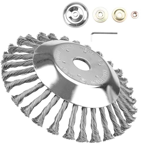 SIFANG 20cm Unkrautbürste Freischneidermit 25.4mm Bohrung, Wildkrautbürste für Motorsense,Drahtbürste Freischneider für Unkrauttrimmer Effektive Moosentfernung und Unkraut
