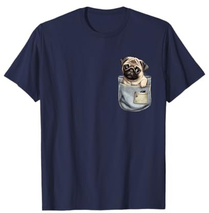 Mops in einer Tasche, bezaubernder Mops-Welpe, bemalte Tasche T-Shirt