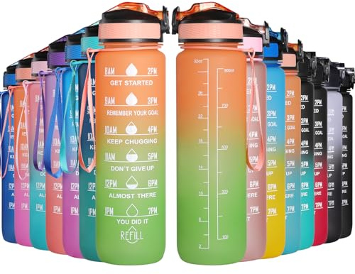 GeeRic Botella de Agua, Botella Agua Gimnasio con Pajita Portátil