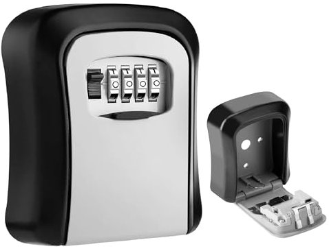 IndoTeam Key Safe Wall Mounted – Key Holder Lock Box with Code – Lockbox for Keys Outdoor – Keysafe Wall Mounted Outside – Wall Safe Box with Lock Key Boxes Wall Mounted for Outside Garage Door