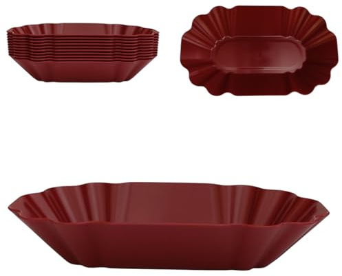 KM · GAMING Lot de 10 bols réutilisables en plastique PP pour frites et saucisses au curry, rouge rubis (fabriqués en Allemagne/incassables/passent au lave-vaisselle et au micro-ondes/empilables)