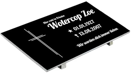 Grabplatte mit Inschrift aus Granit, personalisierbar Gedenktafel für Urnengrab, Grabstein für 1-2 Pers., Urnengrabstein N11 (30x60cm mit Stützen)