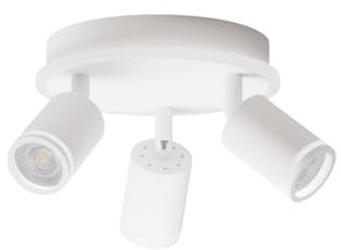 LVWIT LED Ceiling Light 3 Spotlights, White GU10 Ceiling Light, Round Base with Integrated Light Bar, Suitable for Living Room (No Bulb)