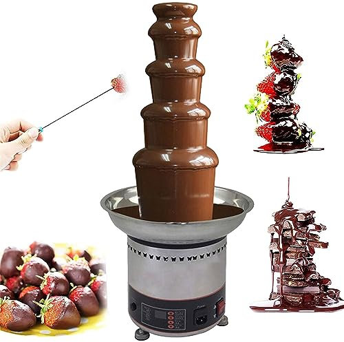 WOTZOV Fontaine à Chocolat de Grande capacité, Cascade de Fondue au Chocolat Commerciale à 5/6 Niveaux avec contrôle de la température, Chauffe-Sauce électrique pour équipement,5Tier