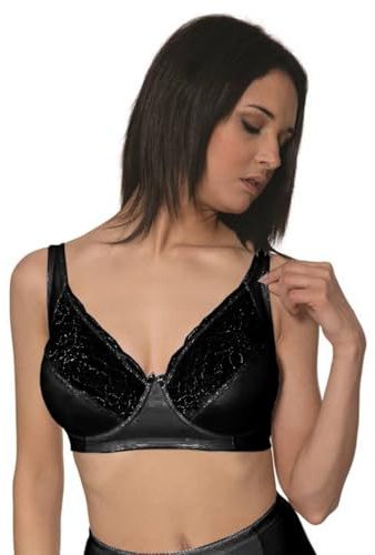 BeMyco Reggiseno con Ferretto Coppa D – Made in Italy – Spalline Larghe Regolabili – Pizzo e Cotone – con Chiusura a Tre Regolazioni