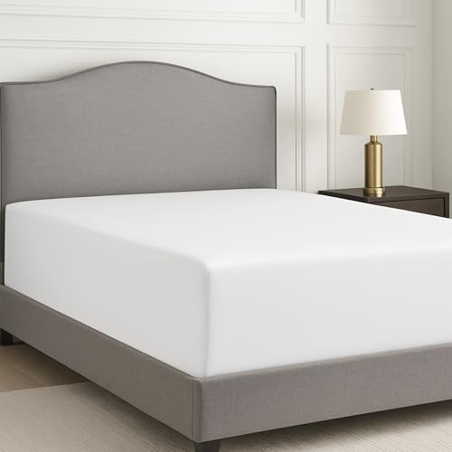 Lane Linen Fitted Sheet Double – 1000 Thread Count Egyptian Cotton, Deep Pocket 38 cm, Soft & Breathable Bottom Sheet with All Around Elastic – Luxury Hotel-Quality Bedding - White