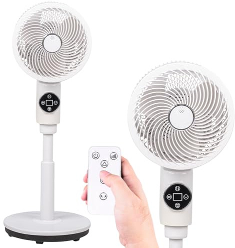 BAKAJI Ventilatore a Piantana con 3 Pale, Leggero e Salvaspazio, Potenza 50 Watt con Telecomando e 6 Velocità Selezionabili, Funzione Timer, Base Antiribaltamento, Ventilazione Silenziosa