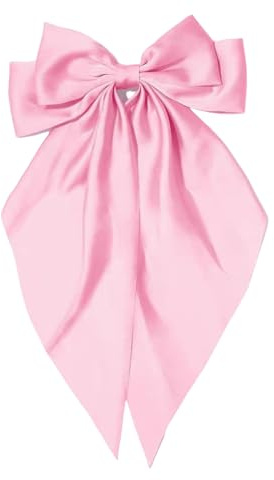 Hair Bows for Women pink Clips Large Satin Ribbon Bow Accessories Silk Big Hairs Bow for Girls Cute Christmas Long Hair Bows for Girls Hair Clip