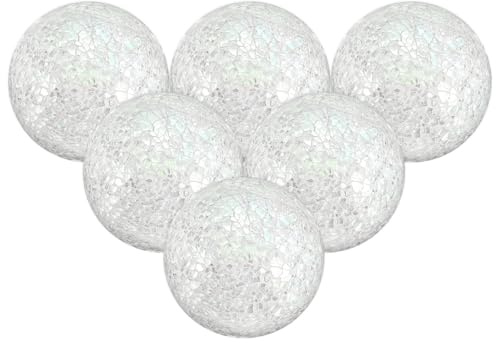 M METERXITY 6-Pack Decorative Ball 3 inch Glass for Bowls, White