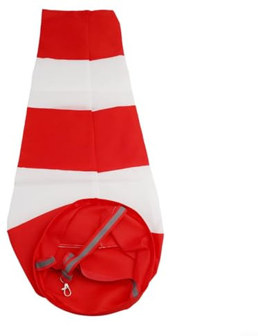 Jonikuper Manica a vento, rosso bianco aeroporto, con strisce riflettenti, per uso meteorologico esterno, giardino, cortile, design pratico (60 cm)