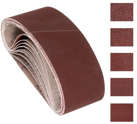 Kozelo 10 Pcs Sanding Belts 76mm x 533mm 40/60/100/180/320 Grit | Aluminum Oxide Abrasive Belt Sander Paper for Belt Sander Metal Grinding Wood Working and Weld Rust Removal