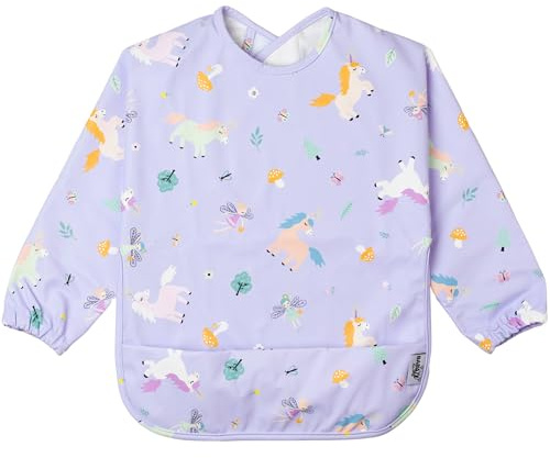 BABATÉ Kids Babero con Mangas Impermeable | Baberos Bebe Impermeables con Bolsillo | 6 a 30 meses | Doble Forro Antifugas, Puños Elásticos y Cierre Fácil Autoadherente | Babero BLW | Lavadora